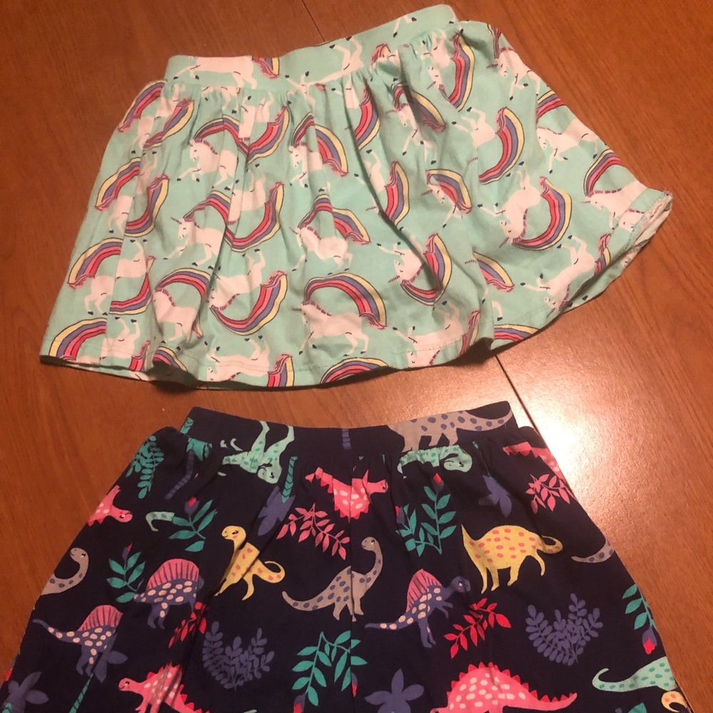 Dinosaur and rainbow skirts